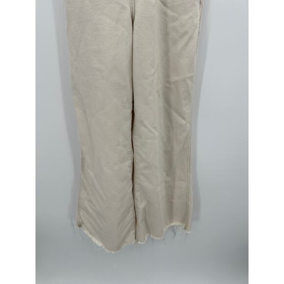 Aerie Womens Cream Denim Overalls Size M Wid Leg Boho Artsy Minimal Neutral - Picture 4 of 9